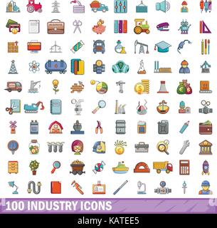 100 industry icons set, cartoon style Stock Vector Image & Art - Alamy