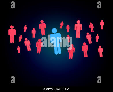 View of a Intruder in a group of network people - Business and contact concept Stock Photo