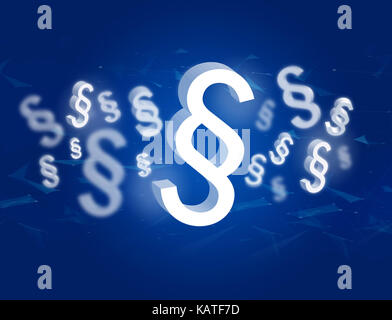 View of a Justice and law symbol displayed on a futuristic interface - Technology and business concept Stock Photo