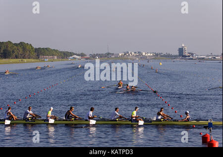 Sarasota-Bradenton, Florida, USA. 27th Sep, 2017. Teams warm up before the start of the World Rowing Championships being held at Nathan Benderson Park in Sarasota-Bradenton, Florida. Del Mecum/CSM/Alamy Live News Stock Photo