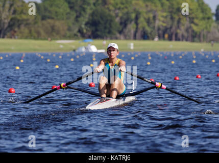 Sarasota-Bradenton, Florida, USA. 27th Sep, 2017. Maksym Rashchepkin of Team Ukraine during the (M1x) Men's Single Sculls - Semifinal in the World Rowing Championships being held at Nathan Benderson Park in Sarasota-Bradenton, Florida. Del Mecum/CSM/Alamy Live News Stock Photo