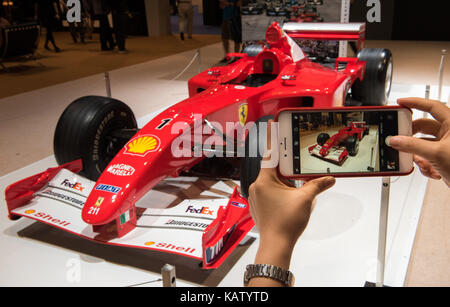 Hong Kong, Hong Kong, China. 28th Sep, 2017. HONG KONG, HONG KONG SAR, CHINA. 28th September 2017.Sotheby's to offer Michael Schumacher's Formula 1 Ferrari for sale.Sotheby's displays the 2001 Ferrari F2001 car in Hong Kong ahead of its auction in the Contemporary Art Evening Auction on 16 November in New York. The Ferrari F2001, chassis no. 211 is a significant modern Formula 1 race car and is amongst the most key and most valuable competition cars in any collection worldwide. The F2001 is expected to fetch well in excess of US$4m. © Jayne Russell/Alamy Stock Photo (Credit Image: © Stock Photo
