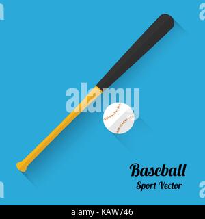 baseball bats and ball icon with long shadow.Flat design style modern vector illustration. Isolated on stylish color background. Elements in flat desi Stock Vector