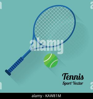 Tennis racket and ball icon, flat vector illustration. Flat design style modern vector illustration. Isolated on stylish color background. Elements in Stock Vector