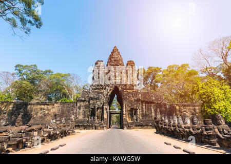 Angkor thom gate in siem reap cambodia Stock Photo