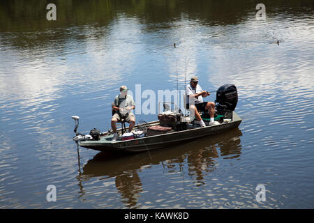 Fishing on the Delaware at New Hope Town - Bucks County - USA Stock Photo