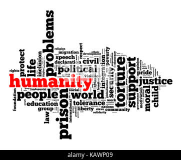 Humanity word cloud concept over white background Stock Photo