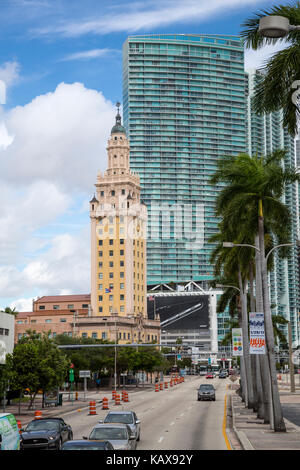 Miami, Florida.  Freedom Tower, the Cuban 'Ellis Island', on Biscayne Boulevard. Stock Photo