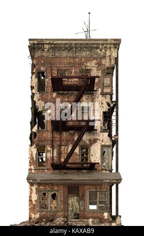 3D illustration ruined building isolated on white Stock Photo - Alamy