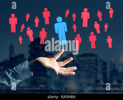 View of a Intruder in a group of network people - Business and contact concept Stock Photo