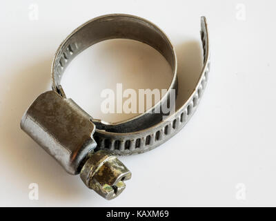 Stainless Hose Clamp isolated on white background Stock Photo