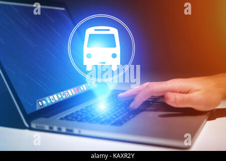 Bus icon over a device Stock Photo - Alamy