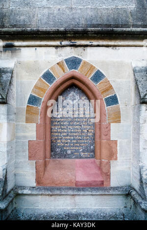 Inscription at the base of the iconic Albert Clock memorial tower built in 1862, a historic landmark in The Square, Barnstaple, North Devon Stock Photo