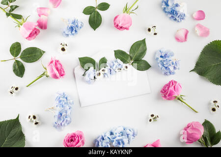 envelope with beautiful flowers Stock Photo