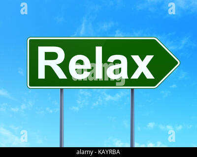 Tourism concept: Relax on road sign background Stock Photo