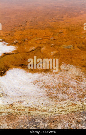 Detail of a salt flat, with visible water and earth. This abstract detail is taken in the historical salt flats of Trapani, sicilian city famous for t Stock Photo