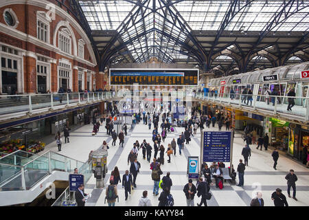 Great Britain, London, railway station Liverpool Street, main hall, inside, Stock Photo