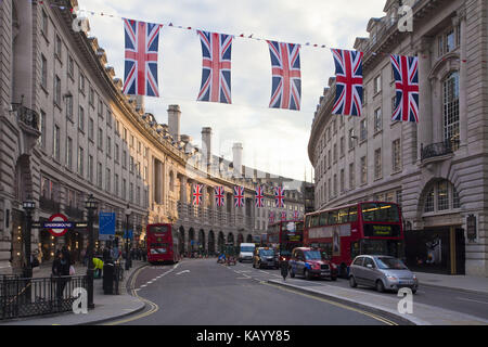 Great Britain, London, Oxford Street, decoration, flags, Stock Photo