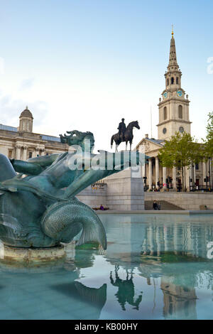 Great Britain, London, Trafalgar Square, well, church St. Martin-in-the-Fields, Stock Photo