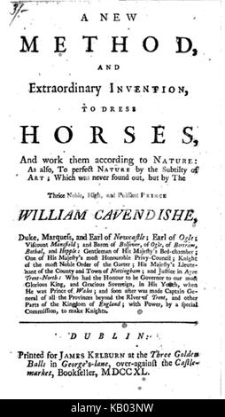 Title Page of A New Method and Extraordinary Invention to Dress Horses Stock Photo