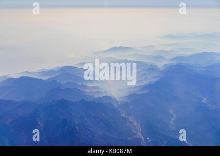 Aerial mountain landscape near Beijing, China Stock Photo