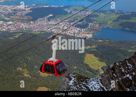 Gondola ride up Mt Pilatus in Lucerne Switzerland Luzern Swiss Stock Photo