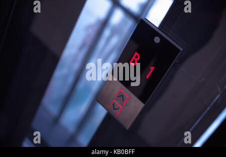 Closeup view on buttons of modern elevator. Stock Photo
