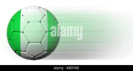 Soccer ball with Nigeria flag in motion isolated Stock Photo