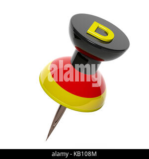 3D pushpin with flag of Germany isolated on white Stock Photo