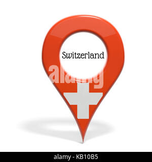3D pinpoint with flag of Switzerland isolated on white Stock Photo
