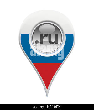 3D pin domain marker with Russian flag isolated Stock Photo