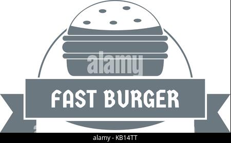 Fast burger logo, simple gray style Stock Vector