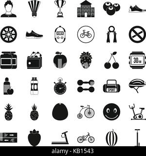 Strength icons set, simle style Stock Vector