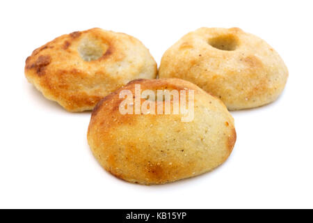 Mchadi, traditional georgian cornbread, on a white background Stock Photo