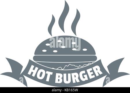 Hot burger logo, simple gray style Stock Vector