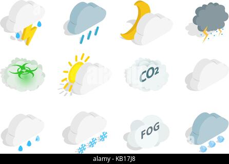 Season cloud icon set, isometric style Stock Vector