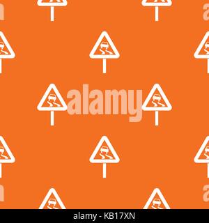 Slippery when wet road sign pattern seamless Stock Vector