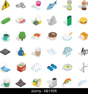 Mountain icons set, isometric style Stock Vector