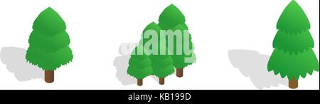 Fir tree icon set, isometric style Stock Vector