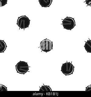Drum pattern seamless black Stock Vector
