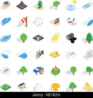 Disaster icons set, isometric style Stock Vector
