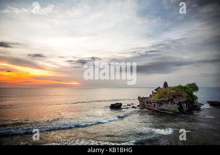 World famous Tanah Lot - or Temple of the Land in the Sea, Bali Stock Photo