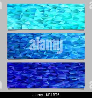Geometrical abstract triangle polygon pattern mosaic banner background template set - vector designs from blue triangles Stock Vector