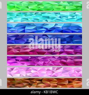 Gradient triangle polygon pattern mosaic web banner background template set - graphic designs from colored triangles Stock Vector