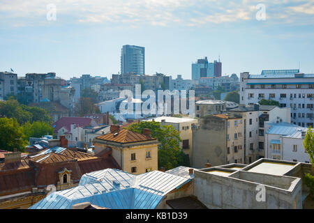 View of city center architecture of Bucharest in the sunny day. Romania Stock Photo