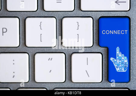 blue connect button on keyboard Stock Photo