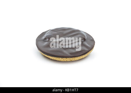 Jaffa cakes isolated on white background. Clipping path included in jpeg. Stock Photo