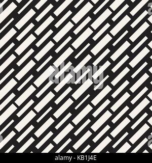 Black and White Irregular Dashed Lines Pattern. Modern Abstract Vector Seamless Background. Chaotic Rectangle Stripes Mosaic Stock Vector