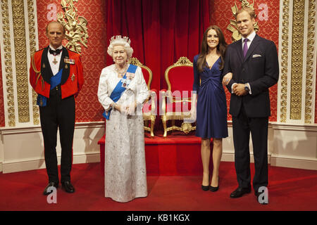 England, London, Madame Tussauds, wax figures, members of the British royal family, Stock Photo