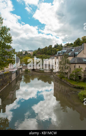 Reflection on the river of Luxembourg Stock Photo